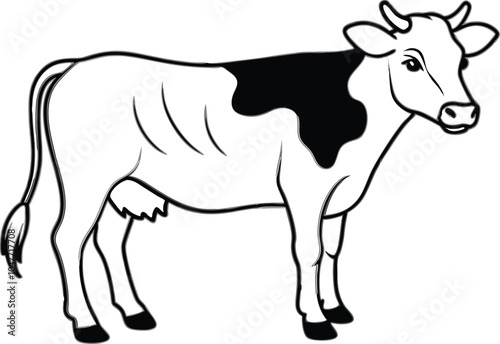 black and white cow vector 