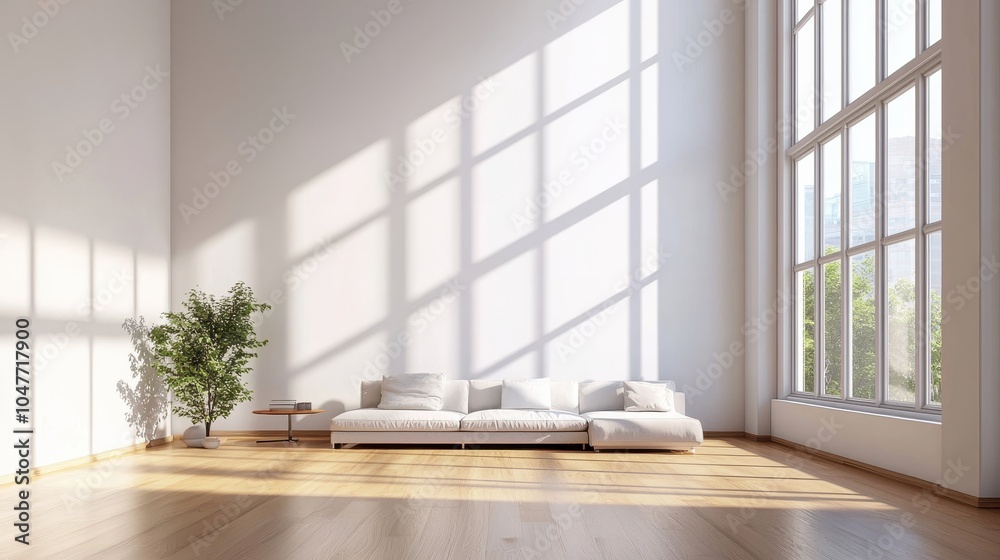 Modern Minimalist Living Room with Large Windows