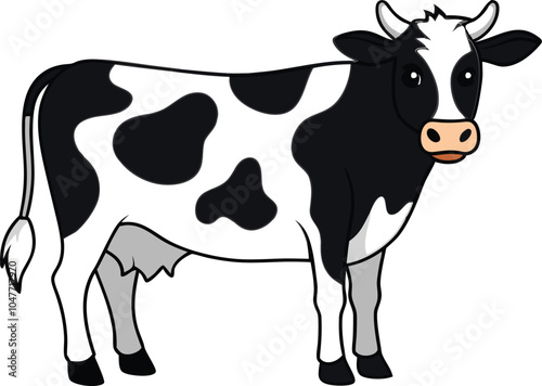 black and white cow vector 