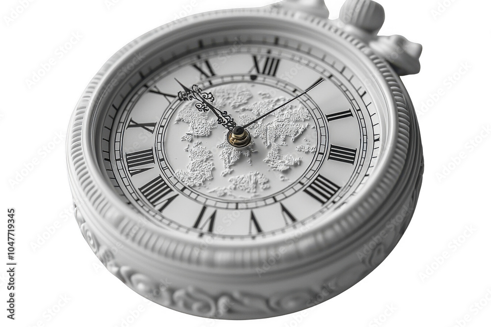 White world clock isolated on transparent background, png file, no background png file White world clock isolated on transparent background, png file, no background png file