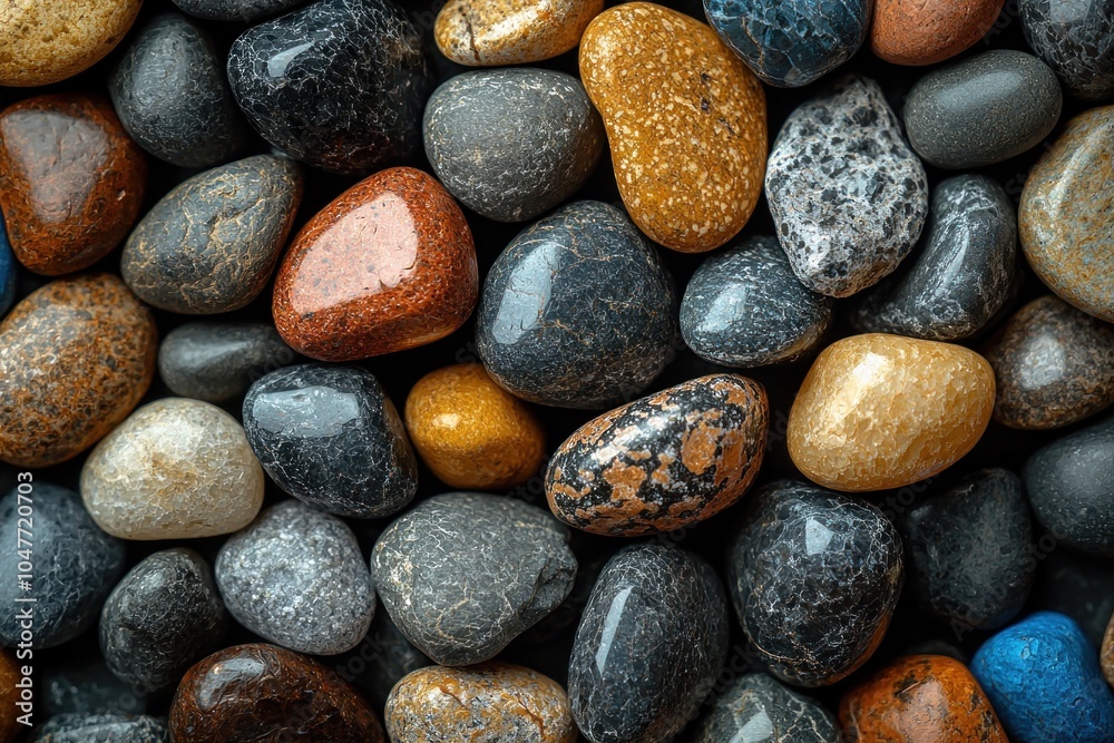 A Close-Up of Smooth, Multicolored Pebbles A Close-Up of Smooth, Multicolored Pebbles