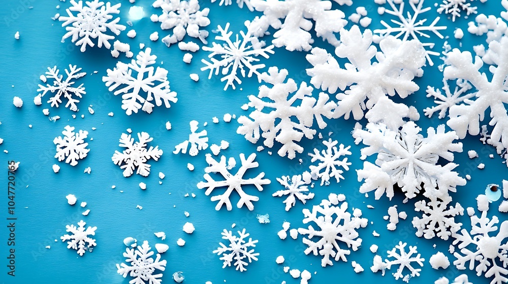 Delicate Snowflakes on Blue Background Delicate Snowflakes on Blue Background