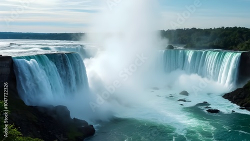 Niagara Falls Majestic Waterfalls Nature Beauty. Generative AI