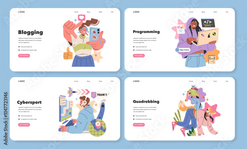 Gen Z Hobbies. Flat Vector Illustration
