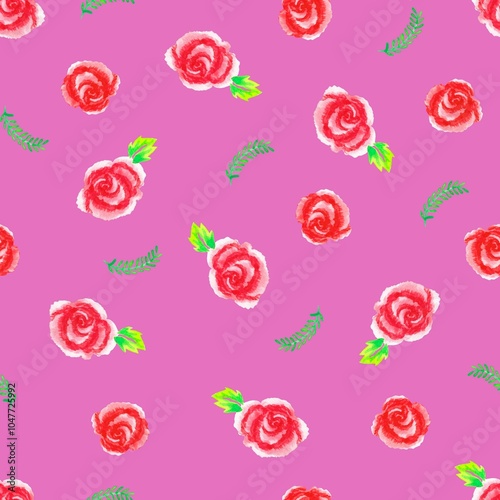 seamless background with roses pink pattern
