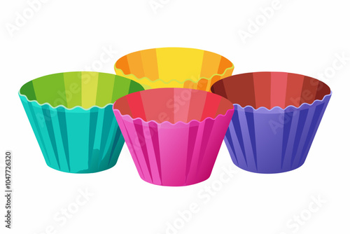 Coloured cupcake baking cups, isolated