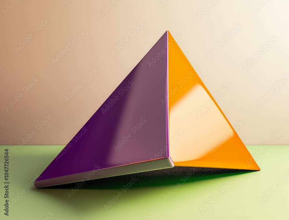 Fototapeta premium a simple geometric shape an empty room, lighting and colors, purple orange green and grey.