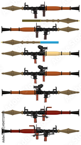 Soviet Vintage Military Rocket Launcher Vector Models