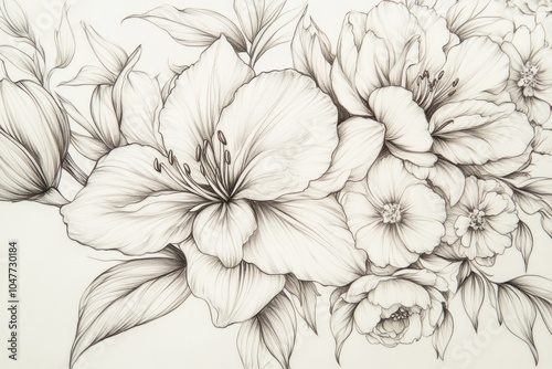 Wallpaper Mural a tattoo concept of flowers Lilly, peony, and cherry blossoms of a thigh  Torontodigital.ca