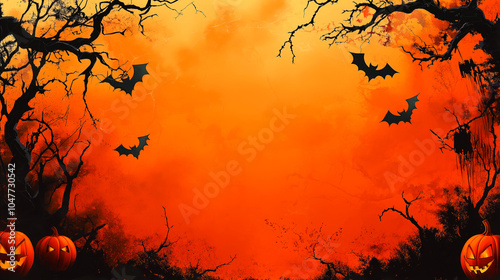 Vibrant Halloween-themed banner with sunset gradient transitioning from yellow to deep orange and red hues, evokes festive Halloween feel, perfect for seasonal sales, promotions, event announcements