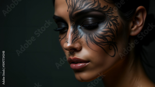 Intricate Face Art Display: An Astonishing Showcase of Creativity and Skill in Detailed Body Art Design