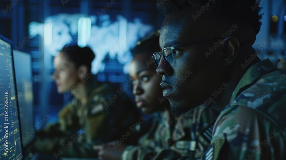 Military planning and communication using technology, focusing on cyber security and data management, featuring a discussion about monitor usage in a strategic room Military planning and communication using technology, focusing on cyber security and data management, featuring a discussion about monitor usage in a strategic room