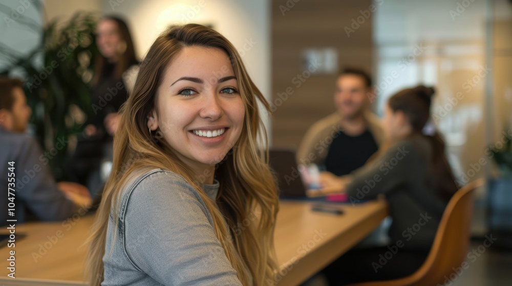 Confident and positive portrait of a professional woman leading a meeting with team members in an office setting Confident and positive portrait of a professional woman leading a meeting with team members in an office setting