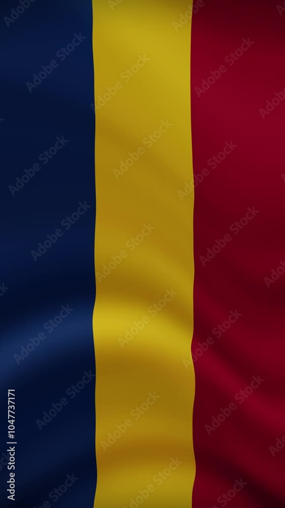 Chad Waving Flag in Vertical Orientation. Realistic Flag Animation. Seamless Loop Background. Chad Waving Flag in Vertical Orientation. Realistic Flag Animation. Seamless Loop Background.