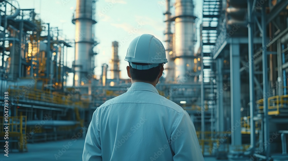 A service engineer standing at a heat electropower station A service engineer standing at a heat electropower station
