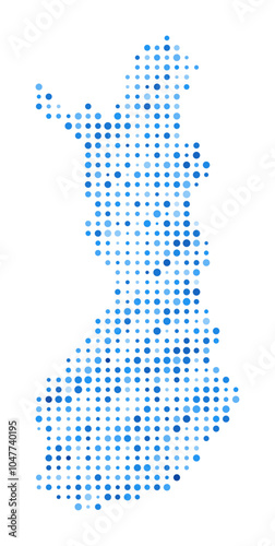 Finland Dot Map. Country Digital Style Shape. Finland vector image. Country shape blue circular dots. Creative vector illustration.