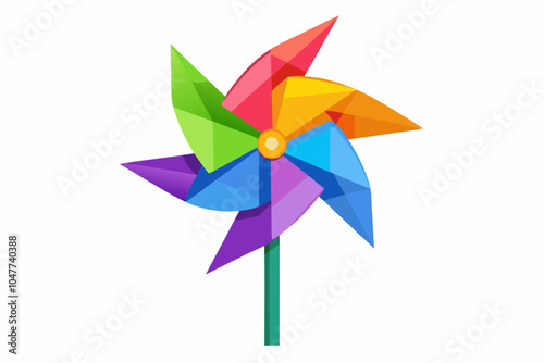 Color paper pinwheel isolated on white