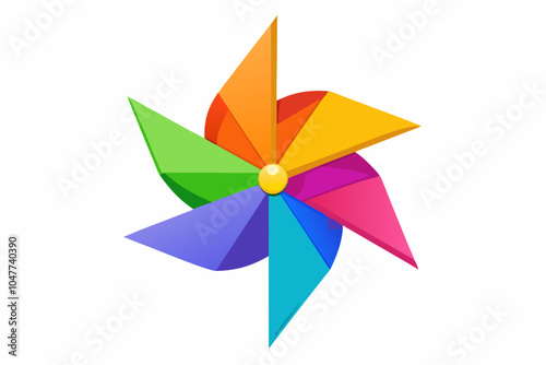 Color paper pinwheel isolated on white