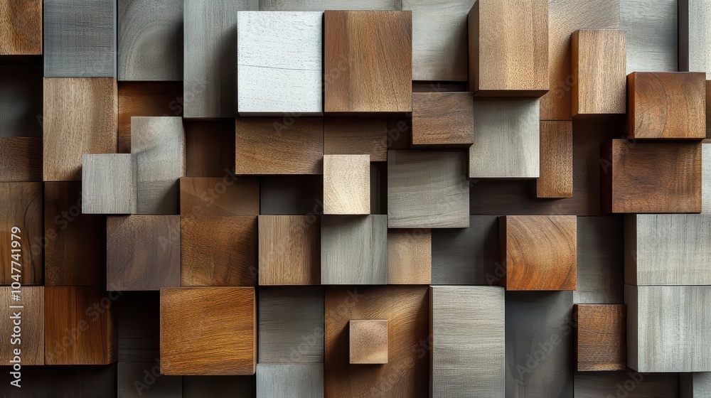A modern art piece made from stained wood blocks, showcasing geometric shapes and a refined finish. A modern art piece made from stained wood blocks, showcasing geometric shapes and a refined finish.
