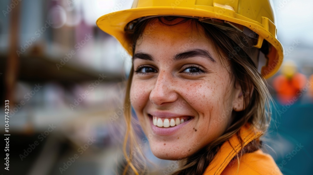 Portrait of a cheerful construction professional, highlighting a career in engineering and building development with a focus on youth and project management in the industry Portrait of a cheerful construction professional, highlighting a career in engineering and building development with a focus on youth and project management in the industry