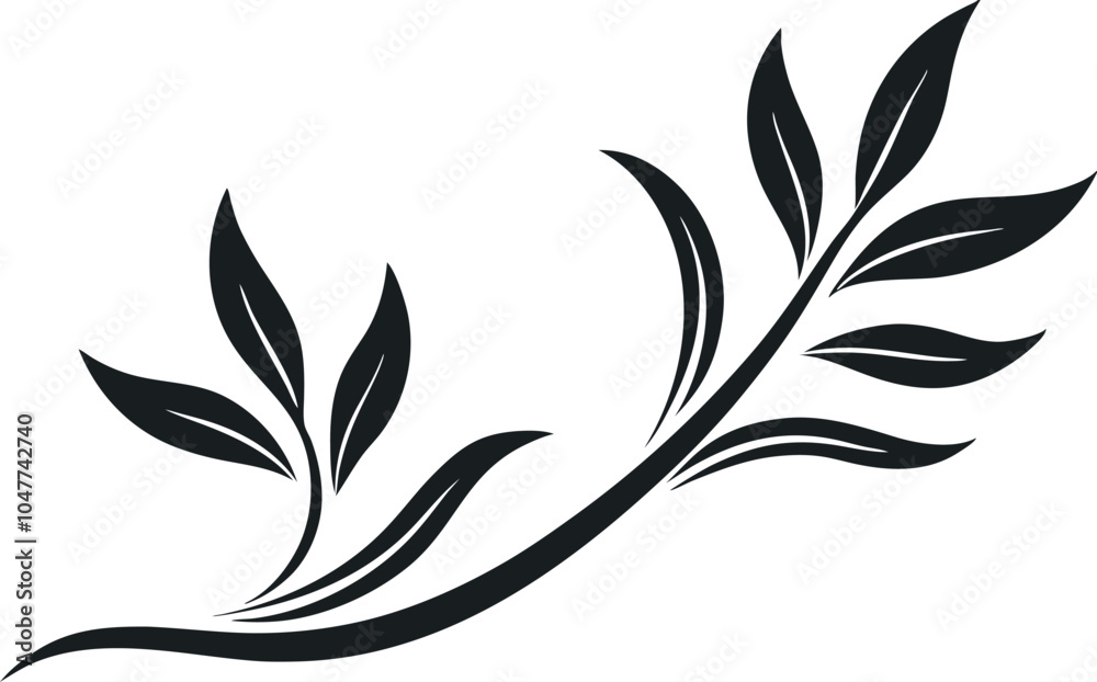 Natural Border Corner Element with Intertwined Branches and Leaves - Simple Flat Design with Sunset Lighting vector . Natural Border Corner Element with Intertwined Branches and Leaves - Simple Flat Design with Sunset Lighting vector .