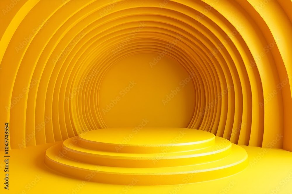 Yellow bright 3d background with round platform Yellow bright 3d background with round platform