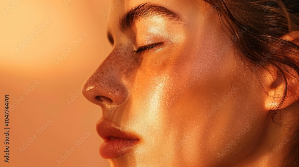 Womans beauty and skincare routine in a studio setting, focusing on cosmetics, dermatology, and self-love for a natural glow and radiant skin against a neutral background Womans beauty and skincare routine in a studio setting, focusing on cosmetics, dermatology, and self-love for a natural glow and radiant skin against a neutral background