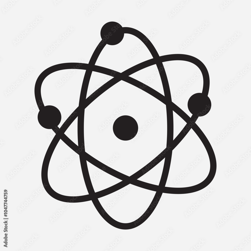 Atom icon. Symbol of science, education and research. Atom icon on white background. Vector illustration. Atom icon. Symbol of science, education and research. Atom icon on white background. Vector illustration.