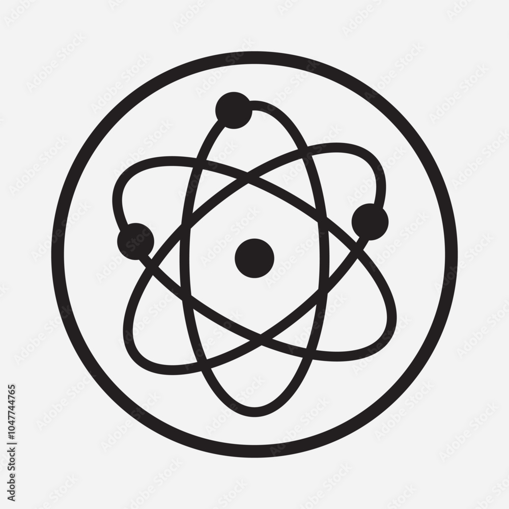 Atom icon. Symbol of science, education and research. Atom icon on white background. Vector illustration. Atom icon. Symbol of science, education and research. Atom icon on white background. Vector illustration.