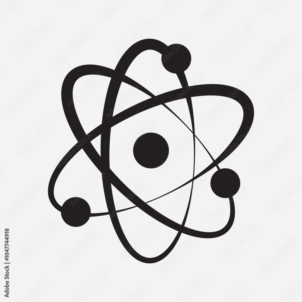 Atom icon. Symbol of science, education and research. Atom icon on white background. Vector illustration. Atom icon. Symbol of science, education and research. Atom icon on white background. Vector illustration.