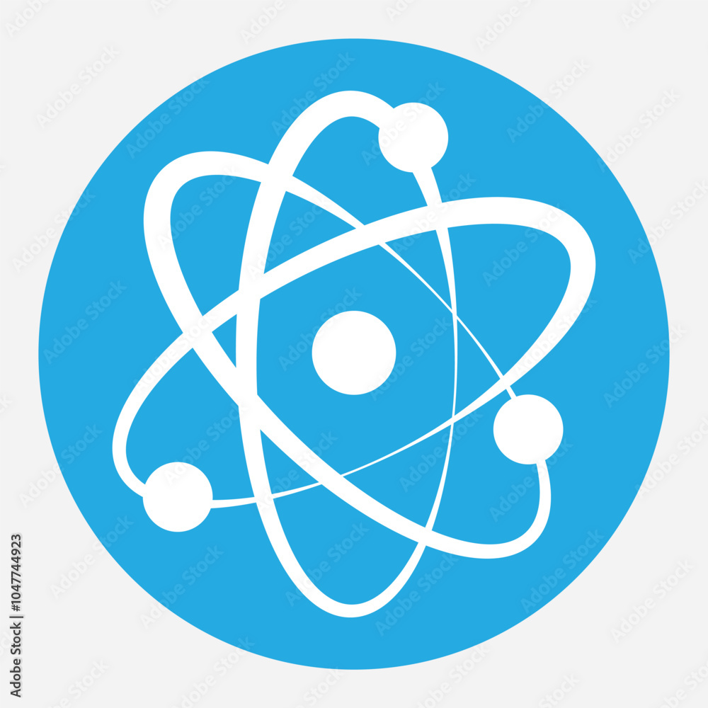 Atom icon. Symbol of science, education and research. Atom icon on white background. Vector illustration. Atom icon. Symbol of science, education and research. Atom icon on white background. Vector illustration.