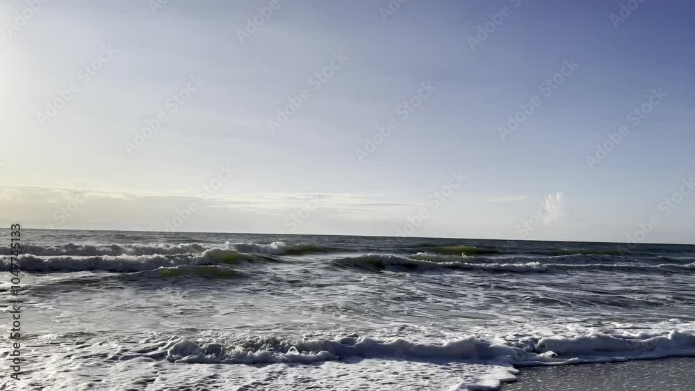 Beach, Atlantic Ocean waves and birds Beach, Atlantic Ocean waves and birds
