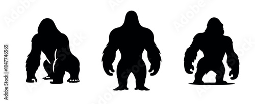 Collection of Three Silhouette Gorillas photo