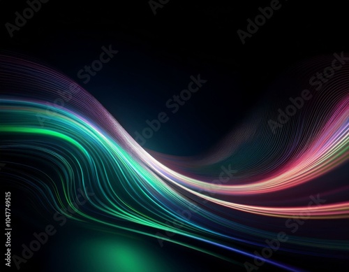 abstract light soft wave ray background on black liquid wave defocused shining curve colorful light leaks slow motion