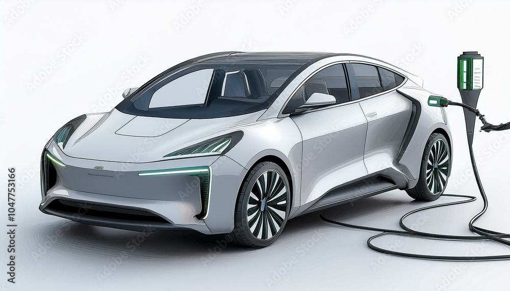 Naklejka premium e mobility electric car charging battery on white background 3d rendering