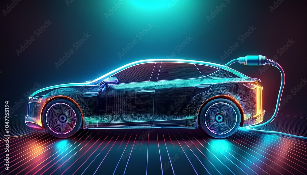 Naklejka premium electric car charging battery eco energy 3d rendering