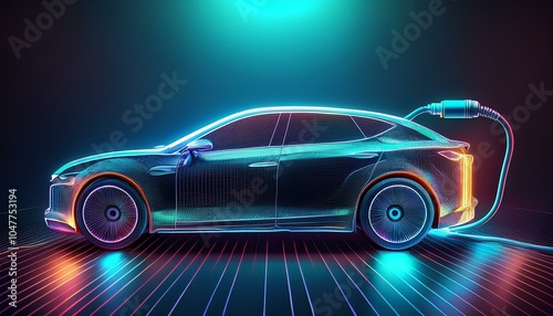 electric car charging battery eco energy 3d rendering