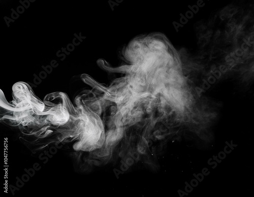 steam smoke isolated on black background smoke steam spray abstract vapor water texture of cold mist hot vapor fog effect closeup black screen hot food drink for overlay using