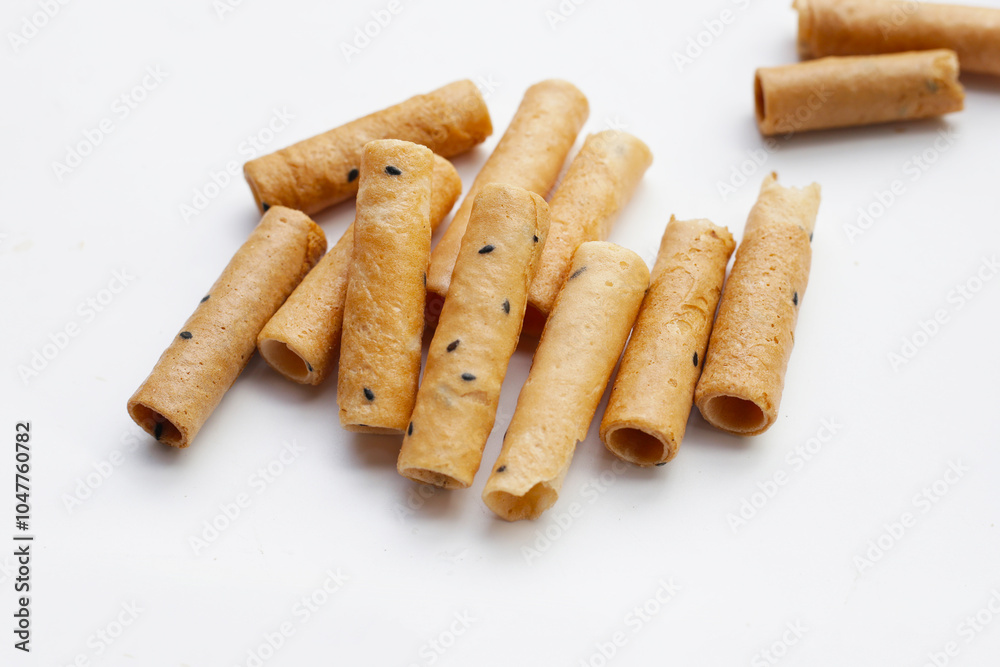 Thai snack, crispy coconut rolls Thai snack, crispy coconut rolls