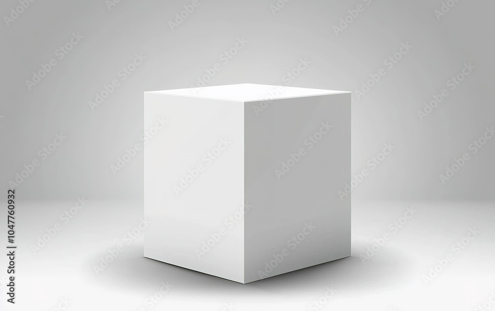 A blank white cube on a smooth surface in a softly lit minimalist setting, conveying simplicity and modern design principles A blank white cube on a smooth surface in a softly lit minimalist setting, conveying simplicity and modern design principles