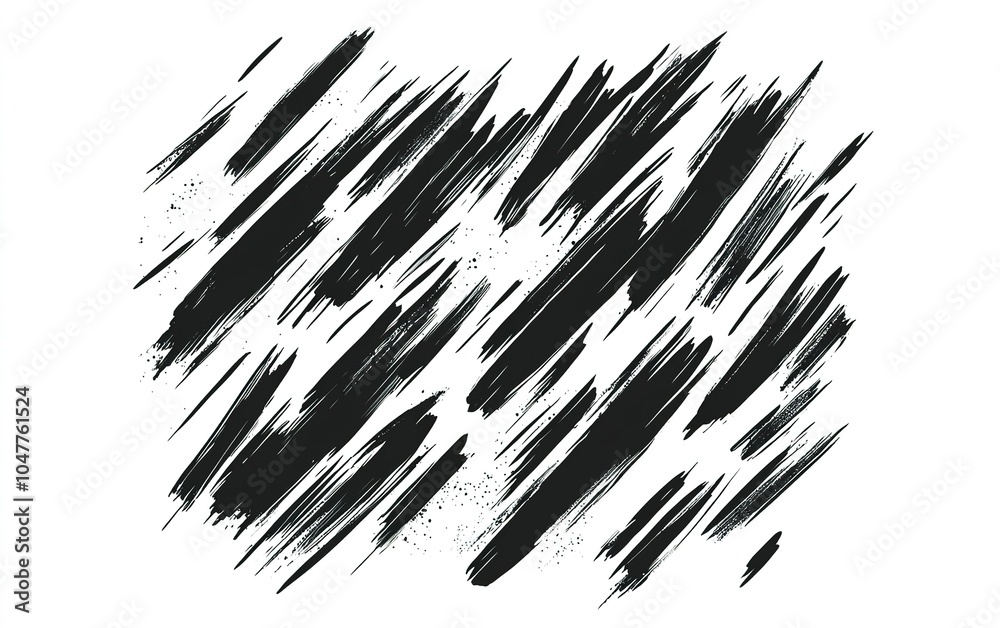 Abstract black brush strokes on a white background, suitable for artistic design or creative projects Abstract black brush strokes on a white background, suitable for artistic design or creative projects
