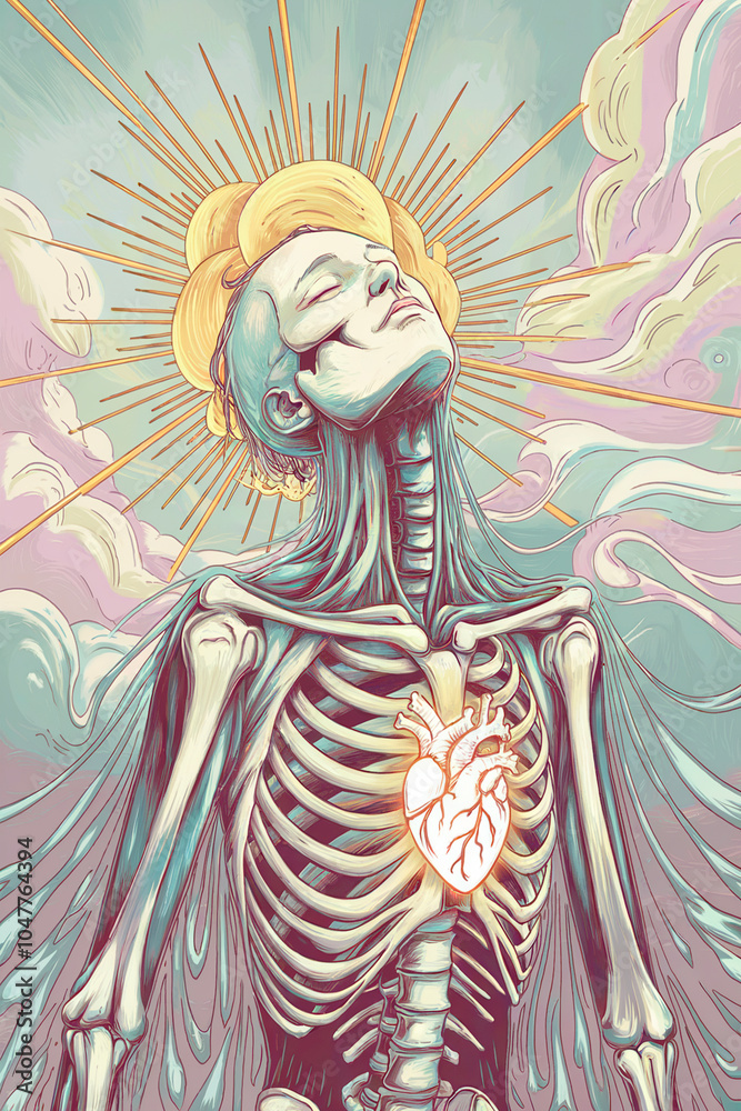 Fototapeta premium Divine Awakening Heart and Bones Art