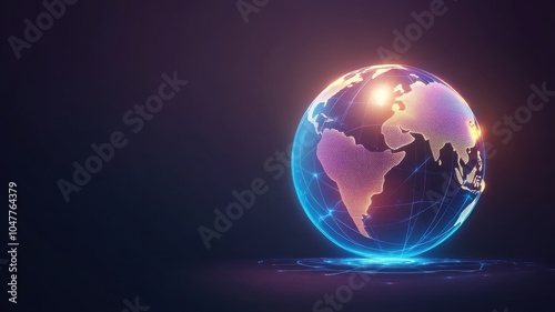 A glowing digital globe with vibrant colors, representing the interconnectedness of our world through technology.