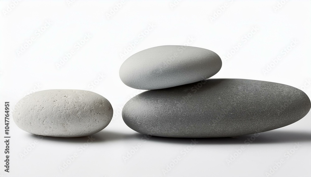 Three smooth stones on white Three smooth stones on white