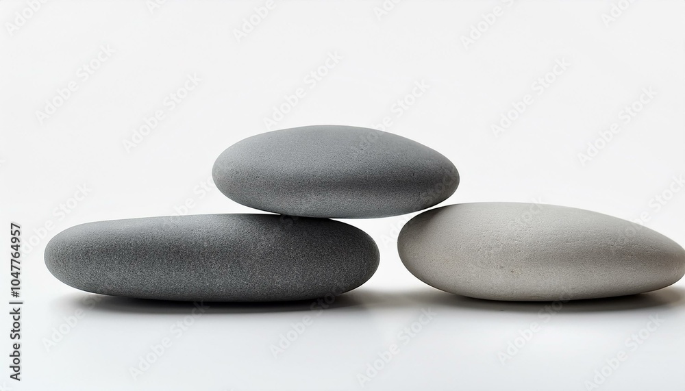 Three smooth stones on white Three smooth stones on white