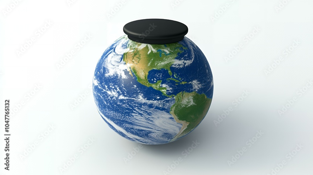 A globe with a black lid on top, symbolizing the earth.