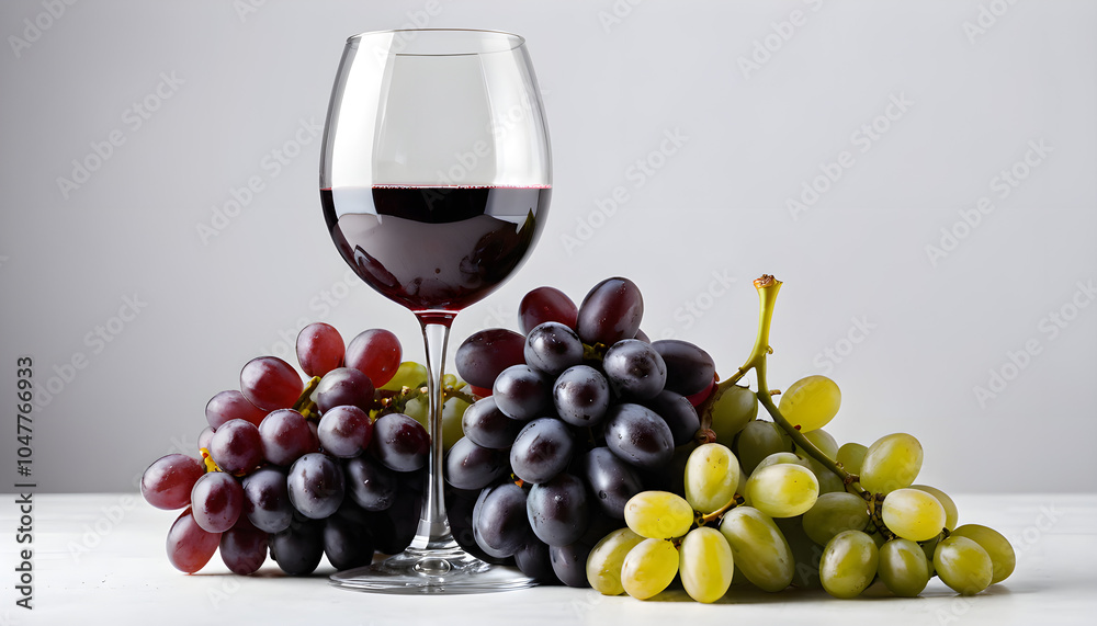 Red wine and grapes isolated on white background Red wine and grapes isolated on white background