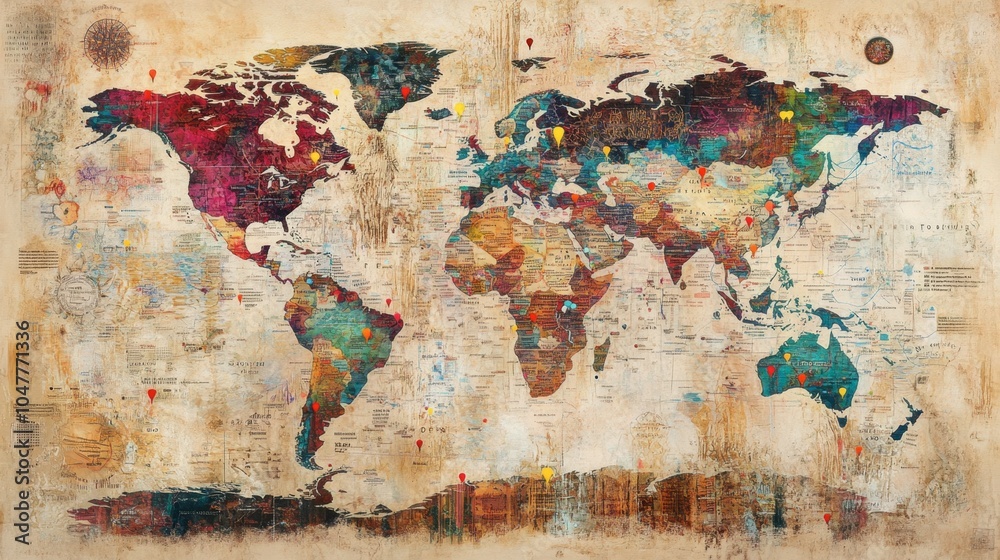 Fototapeta premium Colorful Artistic World Map for Creative Projects