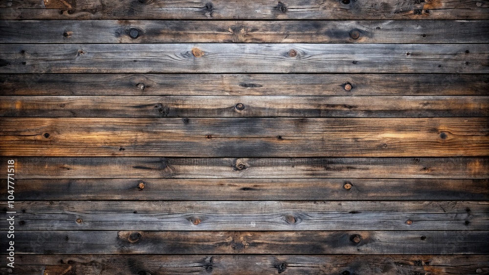 Obraz premium symmetrical dark wood plank wall background with rustic style in gray and black tones