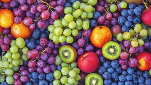 Fresh Vibrant Fruit Variety on Colorful Background